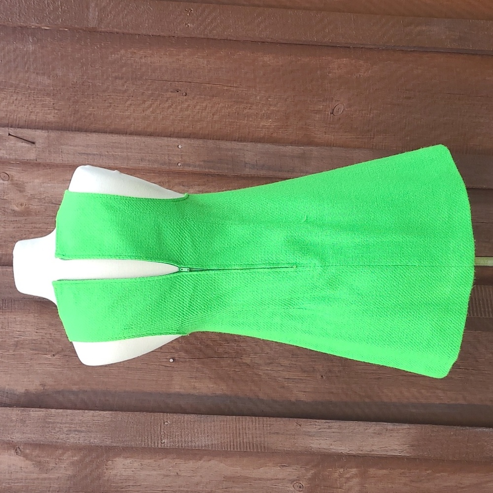 Russ Girl Green Wool Jumper Mod 60s 70s Mini Dress XXS Youth - Picture 5 of 5